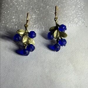 Michael Michaud, blueberry glass and bronze earrings🌺NWTs